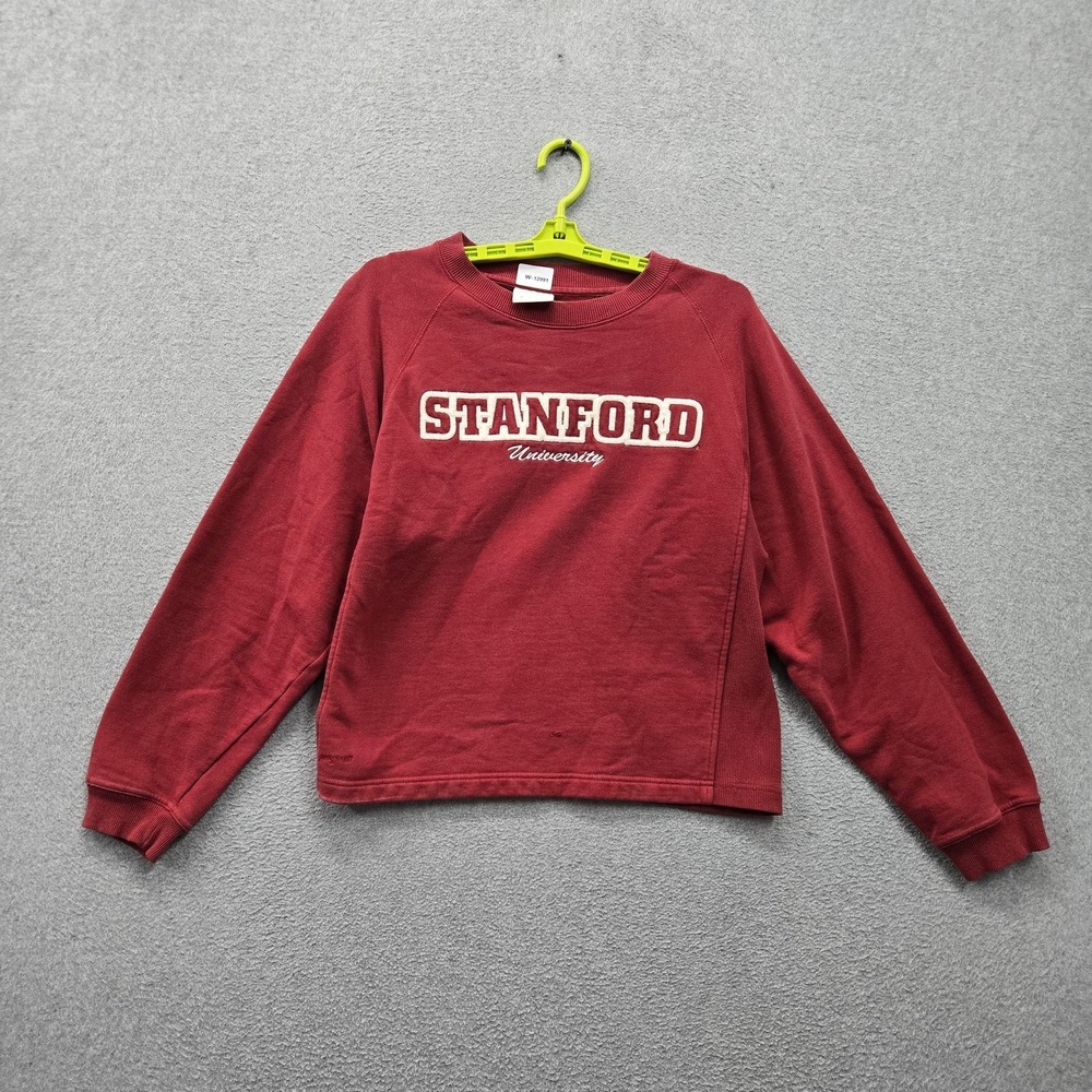 Stanford University Women Sweatshirt L Red Cropped Logo Embroidered READ